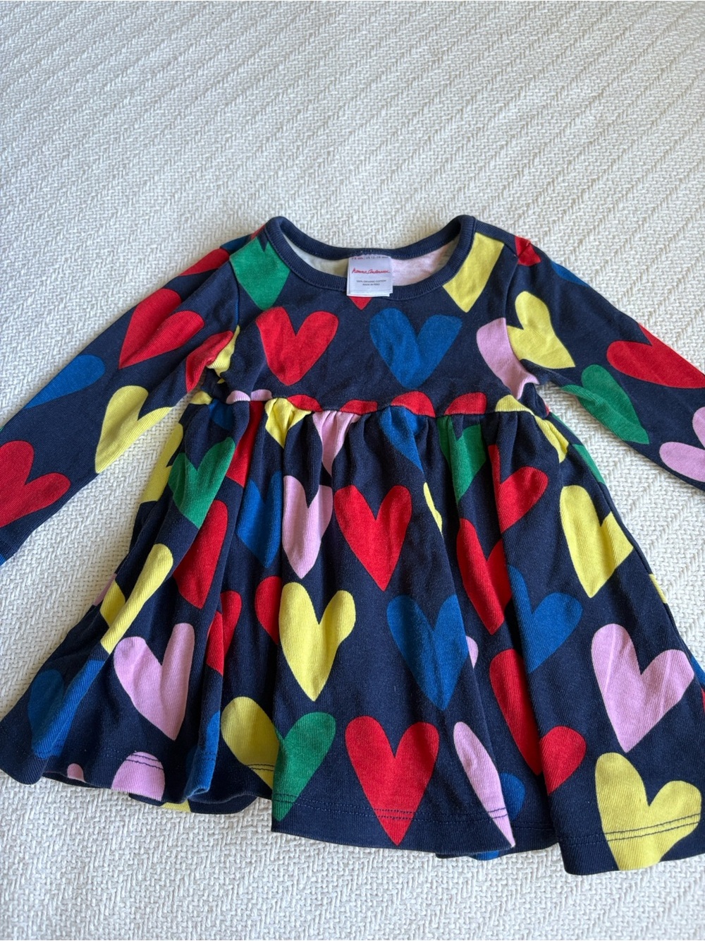 Hanna Anderson all hearts power twirl baby rainbow navy dress 🌈
